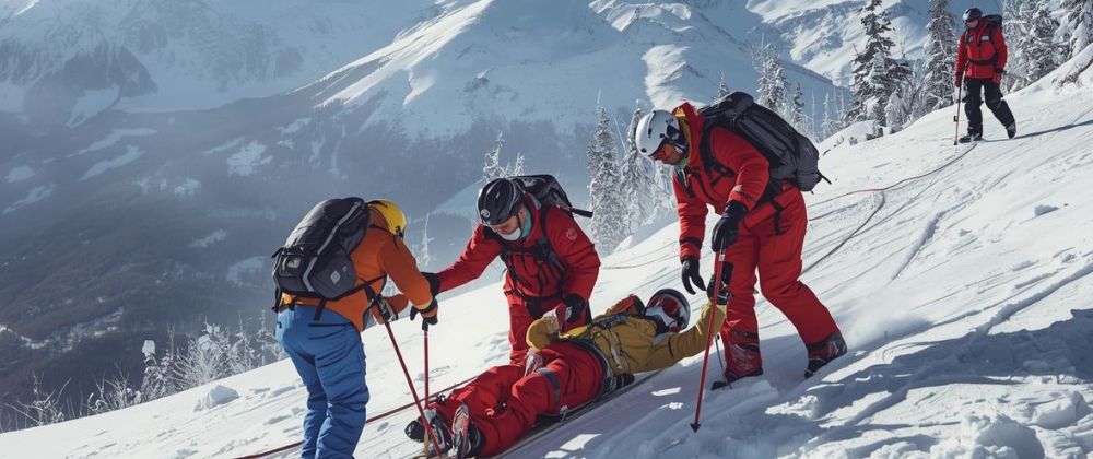 Esquiador con casco y equipación adecuada descendiendo por pista, ejemplo de prevención de accidentes de esquí.